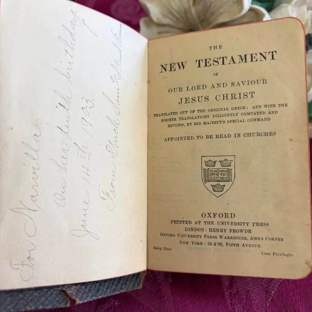 Ca 1903 The New Testament and Psalms, Oxford Ruby 32mos, Small Antique Bible